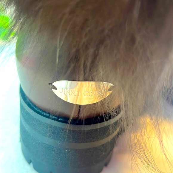 NIB $1495 Jimmy Choo dana cuffed boots rabbit fur trim brown - Picture 8 of 16